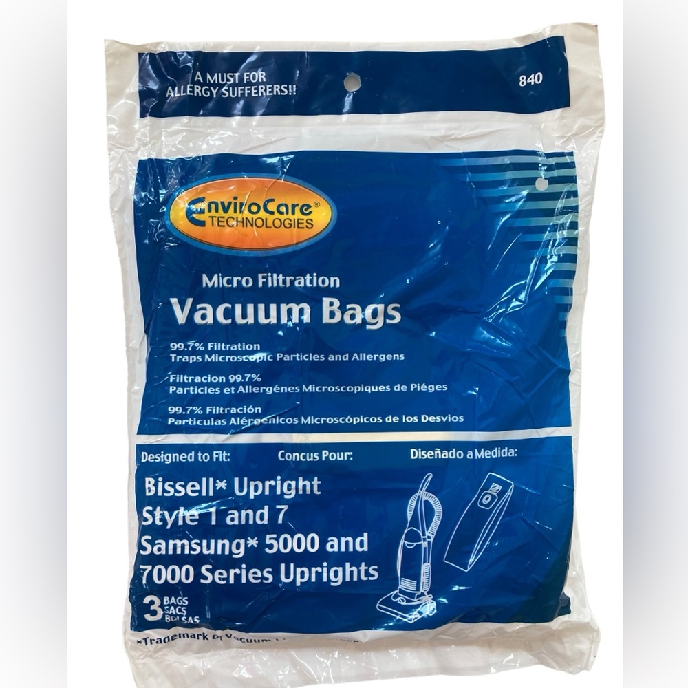 6 Vacuum Bags‎ Enviro Care Bissell Uprights Style 1 & 7 Samsung 5000 & 7000 NOS - Picture 4 of 8